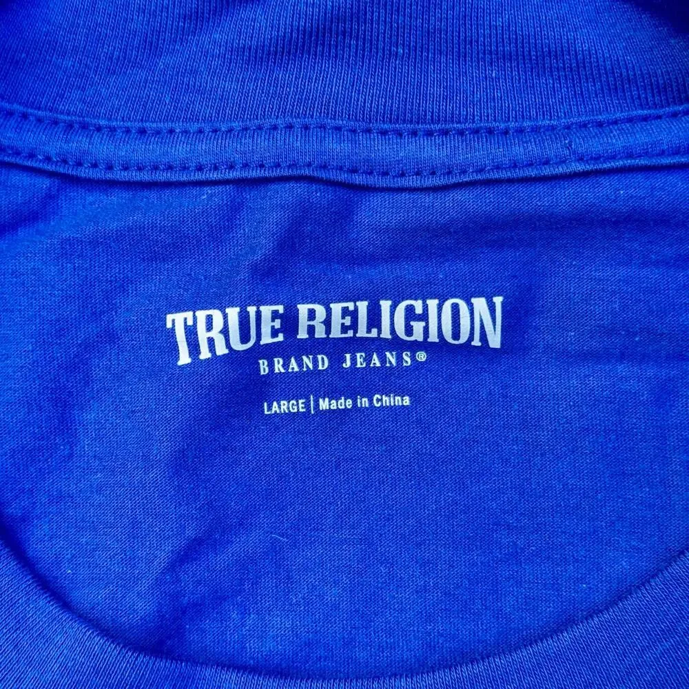 True Religion World Tour T Shirt Mazarine Blue Shirt SS Fish Eye City Tee RARE